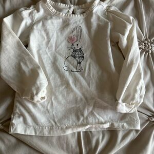 Janie and Jack Cream Long Sleeve Bunny Tee